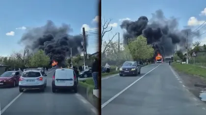Un autocar cu 27 de persoane, cuprins de flăcări în județul Tulcea. Care este starea pasagerilor. VIDEO