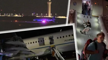 Incident șocant pe aeroport! Bărbat mort după ce a fost lovit de avion pe pistă. Pasagerii, evacuați de urgență pe tobogane gonflabile