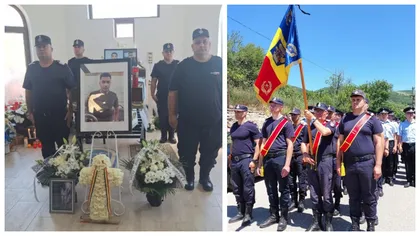 IMAGINI impresionante de la funeraliile pompierului decedat după un accident provocat de un polițist băut. Sute de oameni l-au condus pe ultimul drum