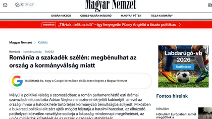 Presa maghiară titrează că Bucureștiul se află pe marginea prăpastiei: „România, în pragul falimentului de stat”