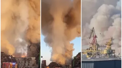 VIDEO Incendiu puternic în Portul Agigea! A fost emis mesaj RO-Alert