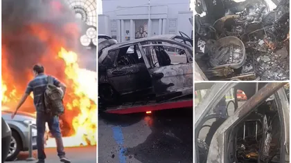 Un Mercedes a luat foc pe Bulevardul Ion Mihalache din Capitală. Autoturismul aparține unui tiktoker celebru