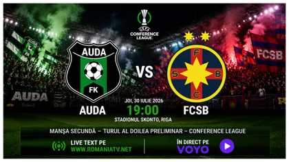 LIVE Auda – FCSB ONLINE VIDEO (ora 19:00) în Conference League. Meciul nu e transmis la TV, unde îl poţi vedea ÎN DIRECT