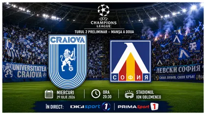 LIVE Digi Prima Universitatea Craiova – Levski Sofia 0-0 ONLINE VIDEO în Liga Campionilor. Cum arată primul 11 al oltenilor, surpriza din echipa de start