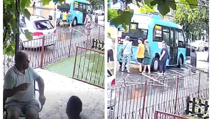 Microbuz împins de călători în mijlocul drumului. Imagini virale surprinse la Galați