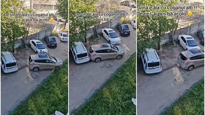 VIDEO VIRAL Ravagii în parcare! Valuri de comentarii ironice după ce o șoferiță lovește o mașină în încercarea de a parca: „A mutat un pic Loganul ca să poată ieși”/”Cealaltă mașină nu era parcată la unghiul corect și l-a corectat”