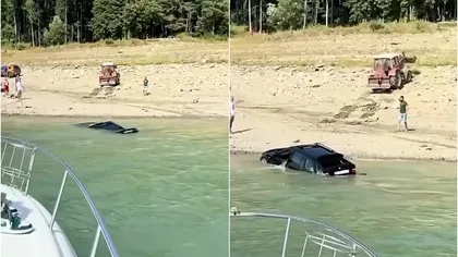 Autoturism scufundat în Lacul Bicaz, după ce proprietarul a vrut să îl spele „ecologic” și gratis. Val de comentarii ironice: „BMW-urile numai acolo se spală, este specificat în cartea tehnică!”