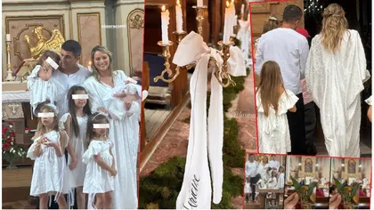 Laura Cosoi și-a botezat cea de-a cincea fetiță. Imagini emoționante de la marele eveniment, toată familia s-a îmbrăcat în alb FOTO
