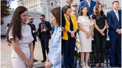 Cât costă rochia purtată de Mirabela Grădinaru în Ucraina. Ținuta este creată de Andreea Raicu: „Eleganță, feminitate și rafinament”