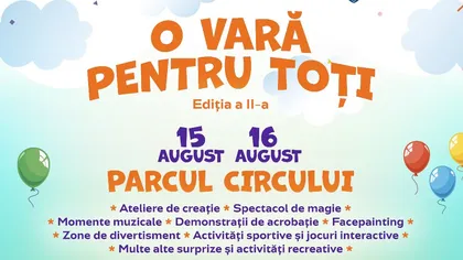 „O Vară pentru Toți” începe în acest weekend în Sectorul 2: trei weekenduri de distracție pentru copii și familii