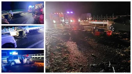 Carambol pe Autostrada Moldovei, aproape de Adjud. Trei persoane au ajuns la spital
