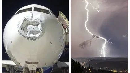 Panică în aer! Avion cu peste 100 de pasageri lovit de fulger VIDEO