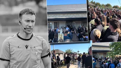 Imagini dureroase de la înmormântarea lui Gheorghe Moldovan. Sute de persoane s-au adunat pentru a-și lua rămas-bun de la arbitru. VIDEO
