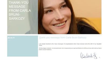 Carla Bruni-Sarkozy a anunţat numele fiicei sale: Giulia