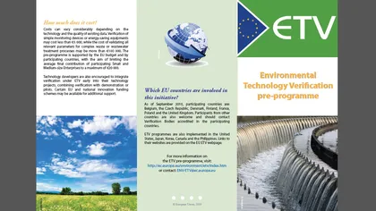 Comisia Europeană a lansat un program-pilot privind verificarea tehnologiilor de mediu