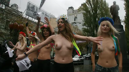 Protest topless la Stadionul Olimpic din Kiev: 