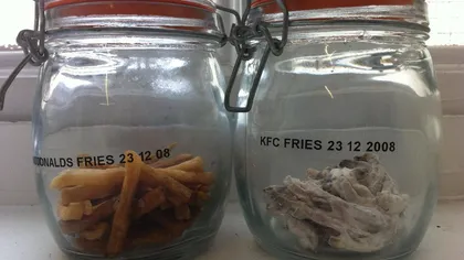 Cât de sănătos mănânci la fast-food? Vezi un experiment cu cartofi de la McDonald's şi KFC