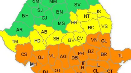 Vreme extremă în România. Jumătate de ţară e sub avertizare COD PORTOCALIU