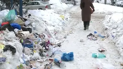 Mormane de gunoaie, sub zăpadă: În sectorul 6, deşeurile nu au mai fost ridicate de o săptămână