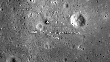 Noi imagini de pe Lună: Locul unde a aselenizat Apollo 11, văzut de la 2.400 metri FOTO