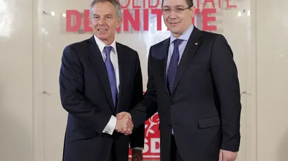 Ponta s-a întâlnit cu Tony Blair la sediul din Kiseleff al PSD