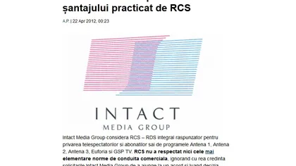 Intact Media Group contraatacă: RCS&RCS să arate banii pe care îi plăteşte posturilor TV