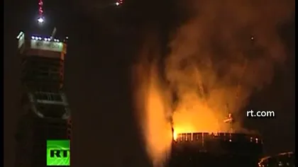 Incendiu devastator la un zgârie-nori din Moscova VIDEO
