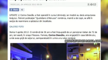 O româncă a fost împuşcată în Italia. Medicii au fost nevoiţi să îi amputeze braţul