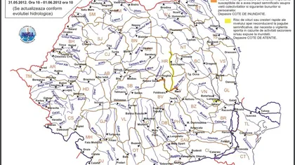 Codul portocaliu de inundaţii, prelungit pe râul Negru şi pe Olt, în judeţele Covasna şi Braşov