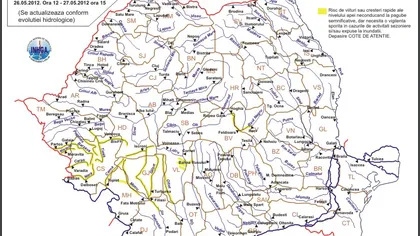 Avertizare hidrologică pentru râurile Timiş, Bârzava, Moraviţa, Caraş, Nera, Cerna, Jiu, Olt