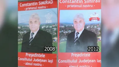 Alegeri noi, afiş electoral vechi. Constantin Simirad are aceeaşi poză ca acum patru ani