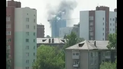 Un zgârie-nori din Rusia a luat foc VIDEO