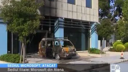 Atac la sediul Microsoft din Atena, cu o dubă plină de canistre cu benzină VIDEO