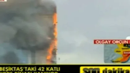 Un puternic incendiu a mistuit un zgârie-nori din Istanbul VIDEO