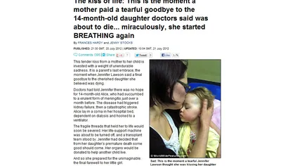 MINUNILE iubirii: Sărutul de adio al mamei a trezit din comă o fetiţă de 14 luni