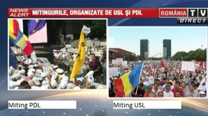 Ziua mitingurilor în Bucureşti. Mii de oameni au participat la manifestaţiile USL şi PDL VIDEO