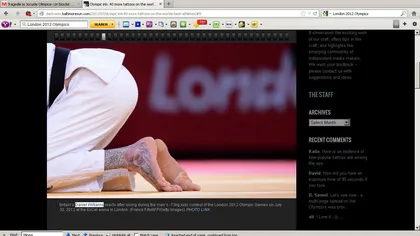 JO 2012: Superstiţie sau capriciu? 15 sportivi tatuaţi, prezenţi la Londra GALERIE FOTO