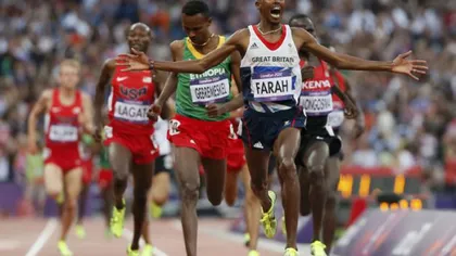 Râzi de te strici. Uite cum a câştigat Mo Farah proba de 5.000 de metri la JO 2012 GALERIE FOTO