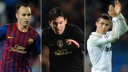 Cel mai bun jucător UEFA: Iniesta, Messi şi Ronaldo îşi dispută titlul