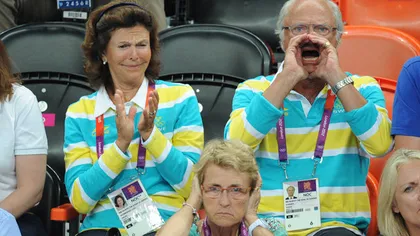 JO 2012: Strigătele Regelui. Carl Gustaf al Suediei, spectator fanatic la Olimpiadă FOTO