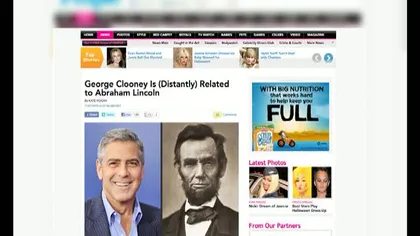 George Clooney este rudă cu fostul preşedinte american Abraham Lincoln VIDEO
