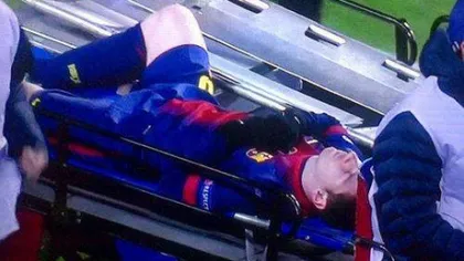 Messi, accidentat şi scos pe targă de la meciul FC Barcelona - Benfica Lisabona