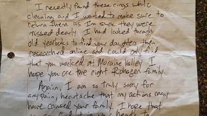 Surprinzător: Au primit verighetele furate în urmă cu 15 ani, alături de o scrisoare înduioşătoare