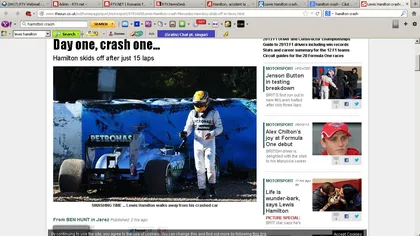 Lewis Hamilton, debut cu ghinion. A avut accident în prima zi de teste la Mercedes