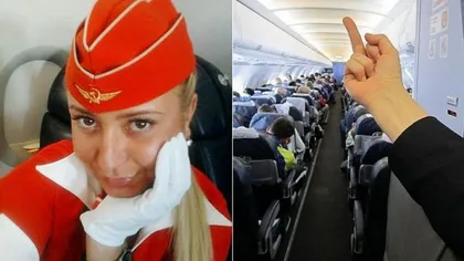 Obscenitate în avion: O stewardesă i-a arătat degetul mijlociu unui pasager. Gestul a costat-o