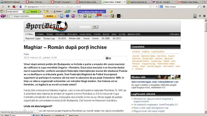 Meciul Ungaria - România, prefaţat într-un articol în limba română, într-o publicaţie maghiară