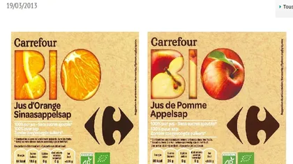 Sucuri BIO de mere şi portocale produse de Carrefour, retrase de la vânzare în Franţa