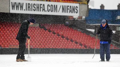 Iarna a câştigat disputa cu fotbalul, în Irlanda de Nord. Meciul cu Rusia a fost amânat VIDEO