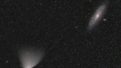 Fotografia astronomică a zilei: Cometa Pan-STARRS, alături de galaxia Andromeda