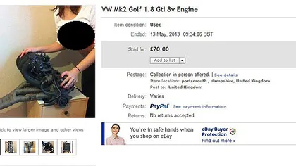 SEXY pe eBay: Şi-a etalat BUSTUL pentru a vinde un  MOTOR de MAŞINĂ. Bărbaţii au fost încântaţi FOTO